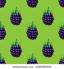 Blackberry seamless pattern on colorful background. Vector illustration.
