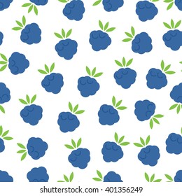 Blackberry seamless pattern. Ripe blackberry on white background. Fruit collection. Vector background EPS 8.
