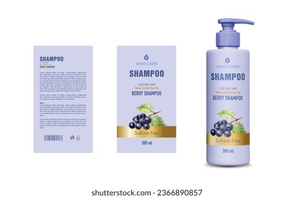 Diseño de etiquetas de Shampoo de Blackberry, diseño de plantillas de botellas de champú, ilustración de vectores, diseño de etiquetas vectoriales, Paquete EPS, diseño de etiquetas de arándanos y arándanos, diseño de etiquetas de color de agua, vectores de etiquetas de champú, simulación
