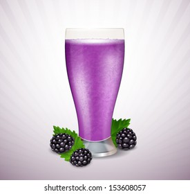 Blackberry smoothie with berries and leaves