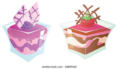 Blackberry and strawberry desserts
