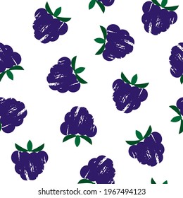 Blackberry textured pattern, great design for any purposes. Isolated stock vector illustration with a clipping mask. Abstract tetured blackberries with leaves on a white background.