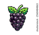 blackberry vector design illustration, blackberry icon, blackberry logo, blackberry fruit, great as a sticker.