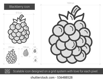 Blackberry vector line icon isolated on white background. Blackberry line icon for infographic, website or app. Scalable icon designed on a grid system.