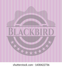 Blackbird badge with pink background. Vector Illustration. Detailed.