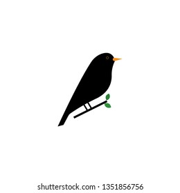 blackbird cartoon icon on a white background