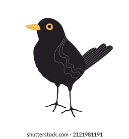 Blackbird Hand Drawn Vector Illustration Isolated Stock Vector (Royalty ...