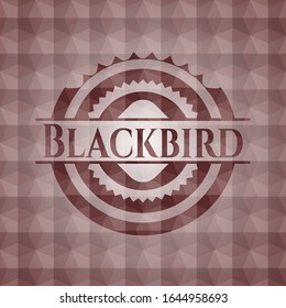 Blackbird red badge with geometric background. Seamless.