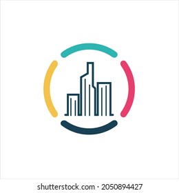 blackbird Skyline logo design. Urban, City and Building logo concept. Vector logo template