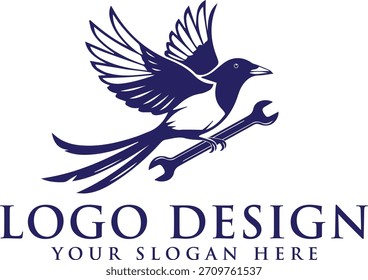 Preto-azul Magpie ideia conceito logotipo personagem mascote design ícone do vetor inspiração ilustração, magpie pássaro logotipo vetor