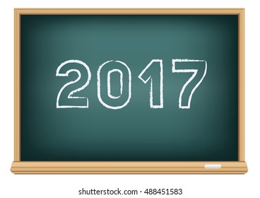 The blackboard 2017 isolated on white background. Education school time.