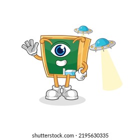 the blackboard alien cartoon mascot vector
