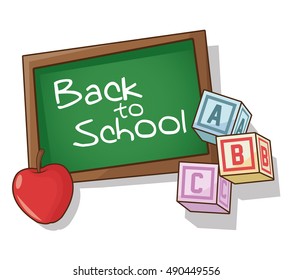 blackboard apple and cubes of back to school design