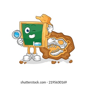 the blackboard archaeologists with fossils mascot. cartoon vector
