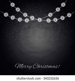 Blackboard background with drawing christmas decor. Vector texture EPS10