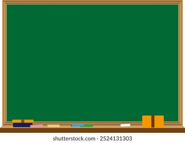 Blackboard background frame with chalk and blackboard eraser