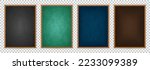 Blackboard for background menu cafe, restaurant, canteen. Chalkboard in wood frame for pizza, drinks, coffee, meal, beer, burger. Board clipping isolated on translucent backdrop. Vector illustration