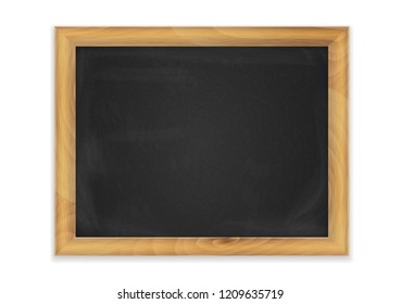 Blackboard background, wooden frame. Chalkboard vector illustration