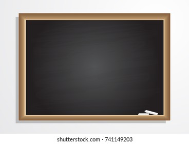 Blackboard background and wooden frame, Dirty chalkboard, Vector illustration