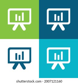 Blackboard With Bar Graph Flat four color minimal icon set