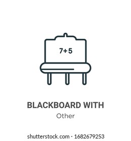 Blackboard with basic calculations outline vector icon. Thin line black blackboard with basic calculations icon, flat vector simple element illustration from editable other concept isolated stroke on 