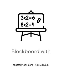blackboard with basic calculations vector line icon. Simple element illustration. blackboard with basic calculations outline icon from other concept. Can be used for web and mobile