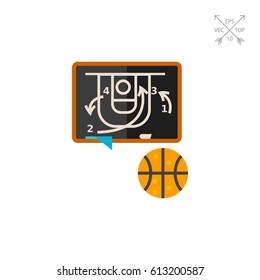 Blackboard with Basketball Strategy Icon
