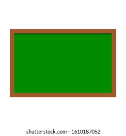 blackboard with blank green surface and brown wooden frame isolated on white background. vector illustration