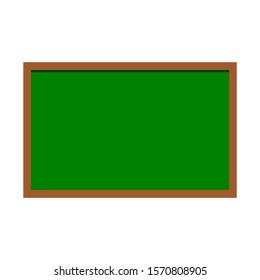 blackboard with blank new clean green surface and brown wooden frame isolated on white background. vector illustration