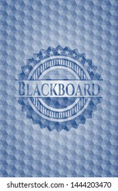 Blackboard blue badge with geometric pattern background. Vector Illustration. Detailed.