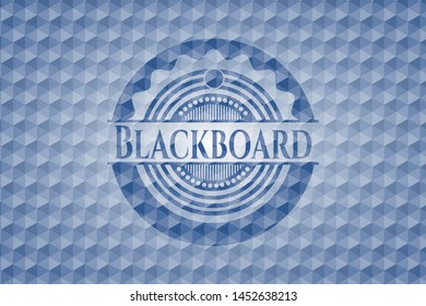 Blackboard blue hexagon emblem. Vector Illustration. Detailed.