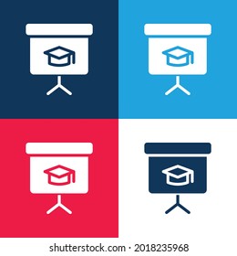 Blackboard blue and red four color minimal icon set