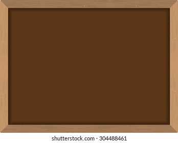 Blackboard Brown with frame in wood texture. Chalk board fo  school. School vector illustration
