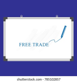 Blackboard. Business illustrations with the description:free trade