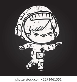 blackboard chalk cartoon astronaut woman