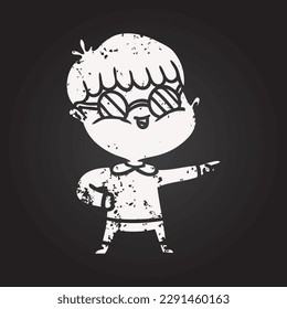 blackboard chalk cartoon boy wearing spectacles