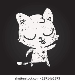 blackboard chalk cartoon cat hissing