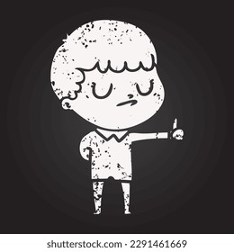 blackboard chalk cartoon grumpy boy