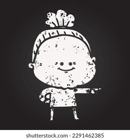 blackboard chalk cartoon happy old woman