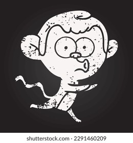 blackboard chalk cartoon hooting monkey