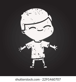 blackboard chalk cartoon smiling boy