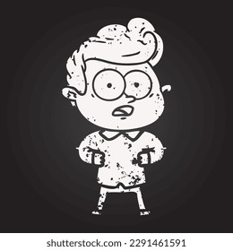 blackboard chalk cartoon staring man