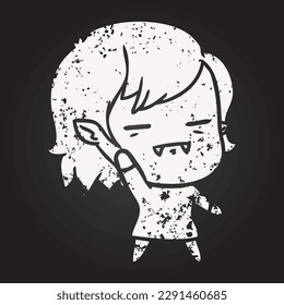 blackboard chalk cartoon undead vampire girl