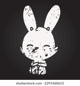 blackboard chalk curious bunny cartoon