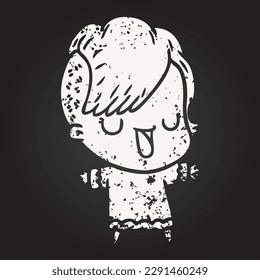 blackboard chalk cute cartoon girl with hipster haircut