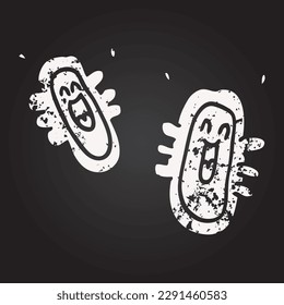 blackboard chalk drawing cartoon happy germs