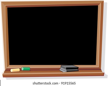 Blackboard with Chalk and Eraser