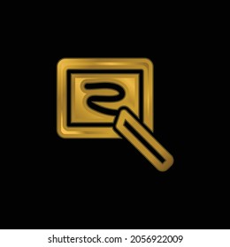 Blackboard With Chalk gold plated metalic icon or logo vector