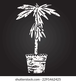 blackboard chalk hand drawn drawing doodle of a house plant