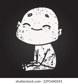 blackboard chalk happy cartoon bald man